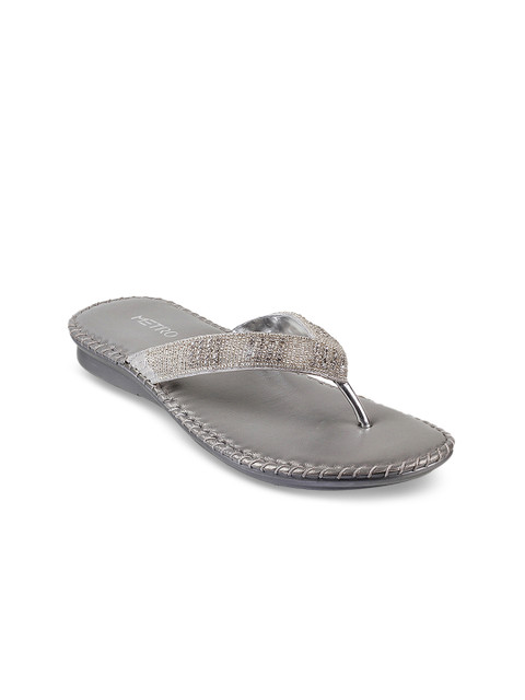 

Metro Women Silver-Toned Embellished Flats