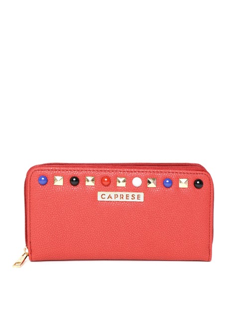 

Caprese Women Red Solid Zip Around Wallet