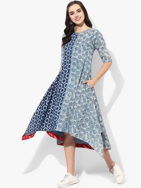 

Sangria Women Blue Printed A-Line Dress