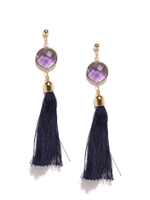 

Ayesha Navy Blue & Purple Contemporary Drop Earrings