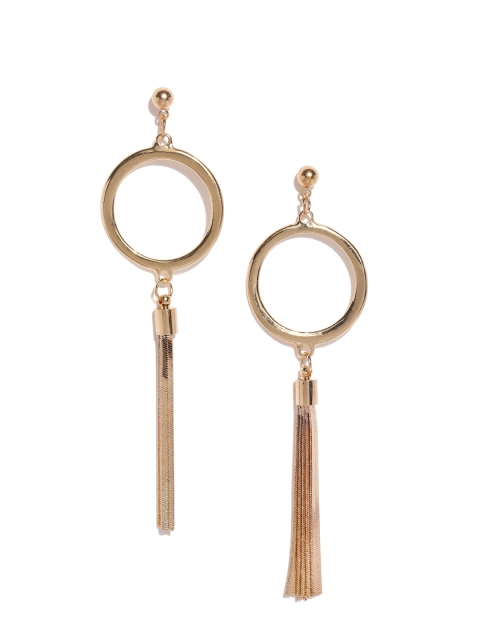 

Ayesha Gold-Toned Circular Drop Gold-Toned Tassel Dangler Earrings