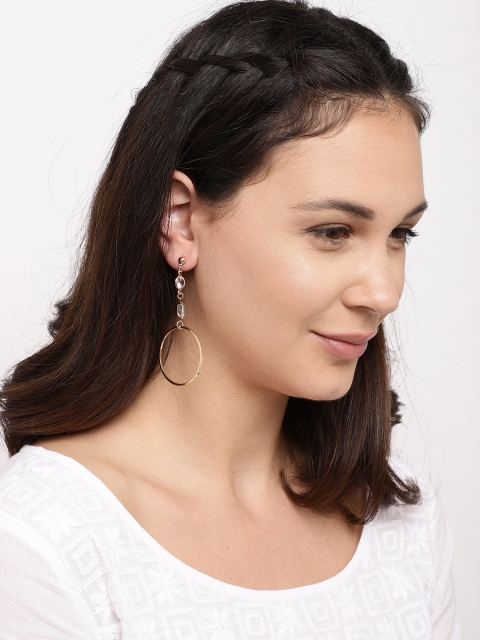 

Ayesha Gold-Toned Circular Drop Embellished Earrings