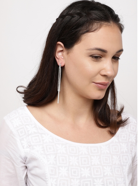 

Ayesha Silver-Toned Contemporary Drop Earrings