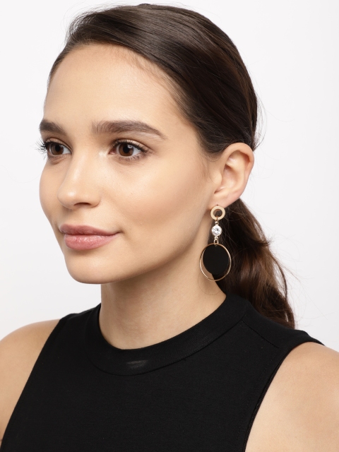 

Ayesha Gold-Toned & Black Geometric Drop Earrings