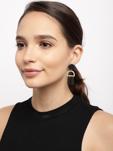 

Ayesha Gold-Toned & Black Geometric Drop Earrings