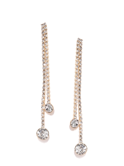 

Ayesha Gold-Toned & White Embellished Drop Earrings