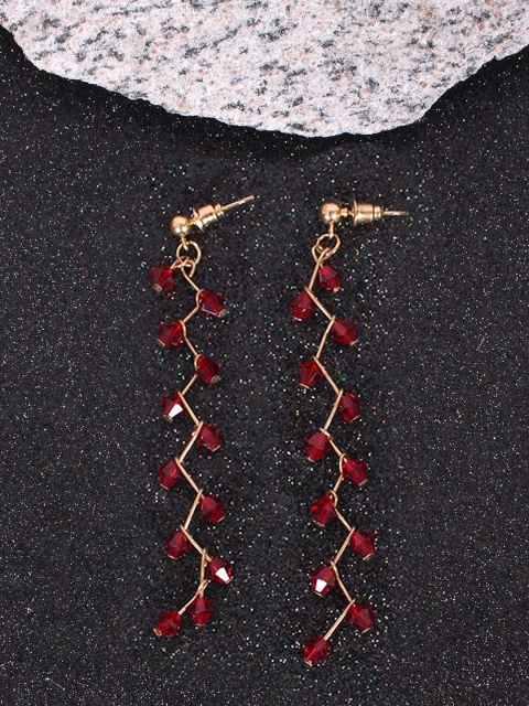 

Ayesha Gold-Toned & Maroon Contemporary Drop Earrings