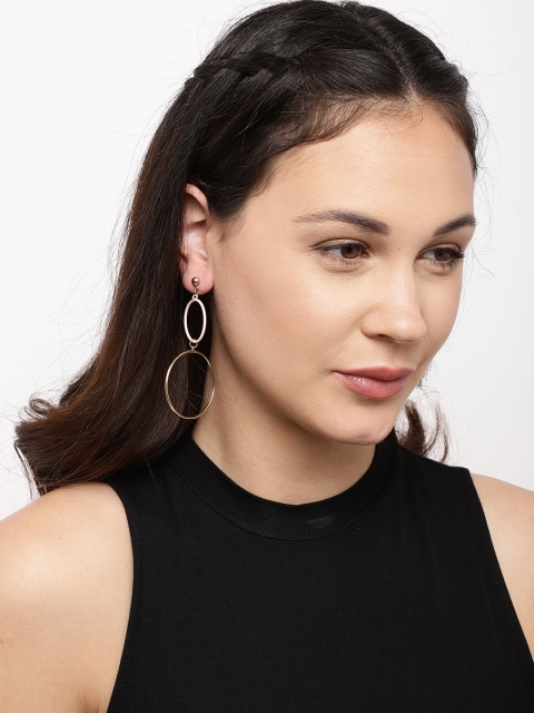 

Ayesha Pink & Gold-Toned Circular Drop Earrings