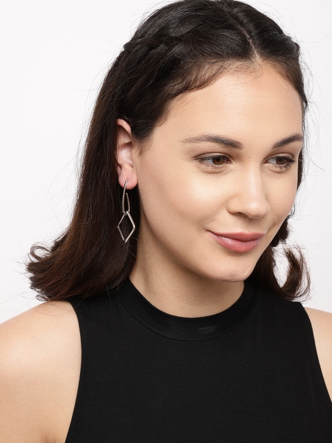 

Ayesha Silver-Toned Square Drop Earrings
