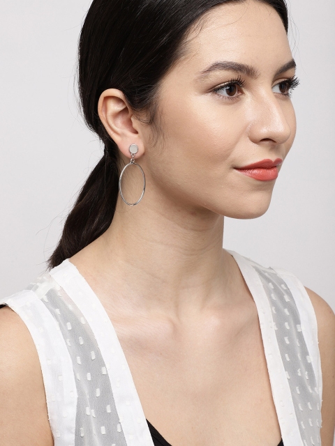 

Ayesha Silver-Toned Mismatch Drop Earrings