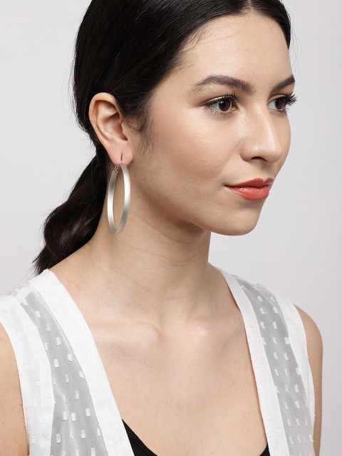 

Ayesha Silver-Toned Circular Hoop Earrings