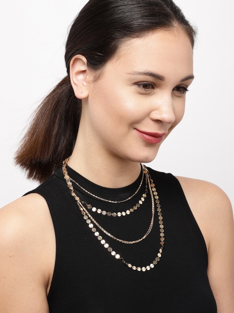 

Ayesha Women Gold-Toned Sequenced & Layered Metal Necklace