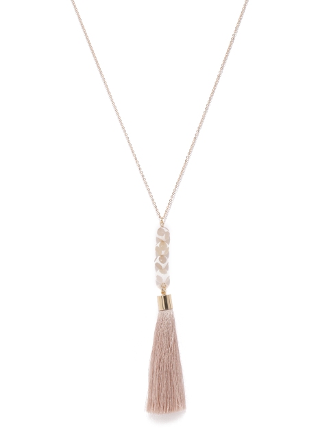 

Ayesha Women Gold-Toned & Beige Tasselled Necklace