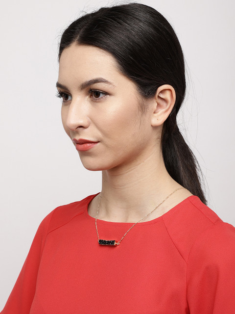 

Ayesha Women Gold-Toned & Black Enamelled Necklace