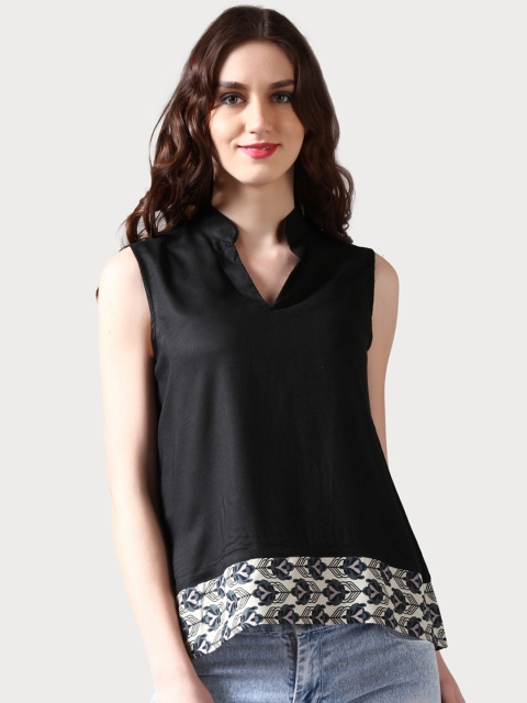 

RARE ROOTS Women Black Solid Top