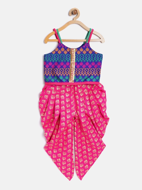 

Twisha Girls Blue & Pink Printed Top with Dhoti Pants