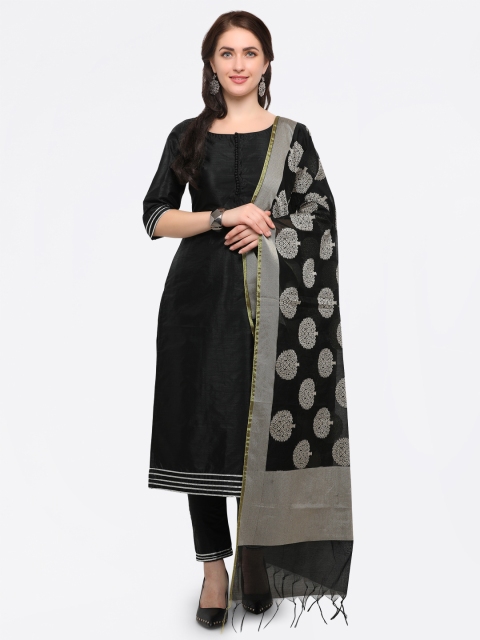 

Inddus Black Unstitched Dress Material