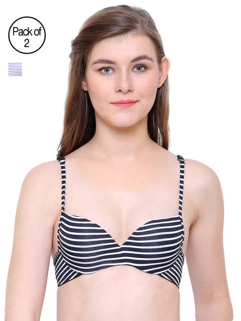 

Friskers Pack Of 2 Padded Push Up Bras FO-1378-01-04-36C, Black