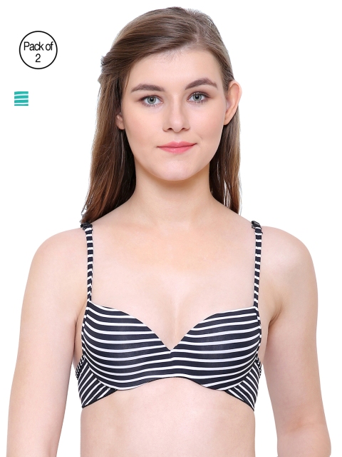 

Friskers Pack Of 2 Padded Push Up Bras FO-1378-01-13-36C, Black