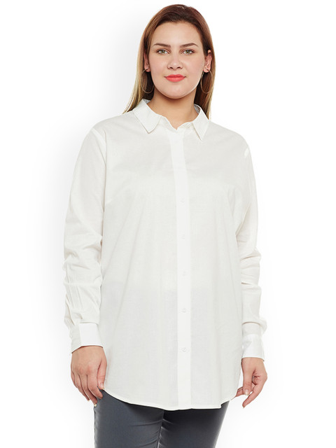 

JUNAROSE Plus Size Women White Regular Fit Solid Casual Shirt
