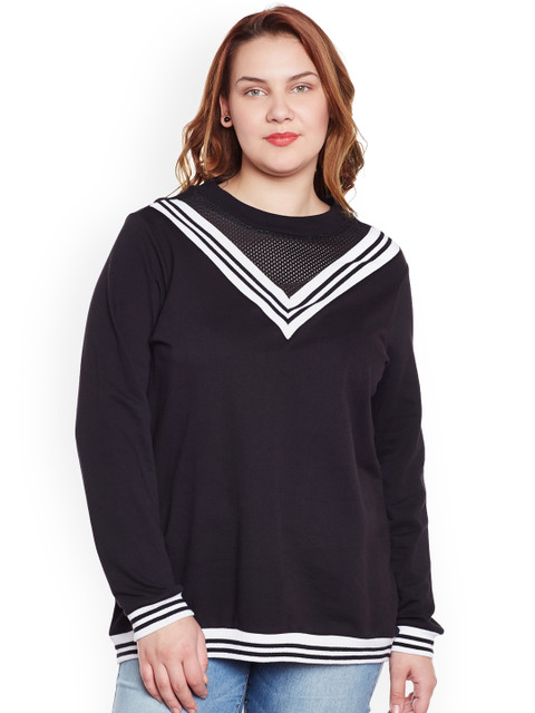 

JUNAROSE Plus Size Women Black Solid Sweatshirt