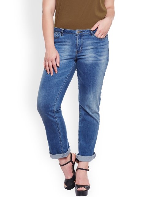 

JUNAROSE Plus Size Women Blue Straight Fit Mid-Rise Clean Look Jeans