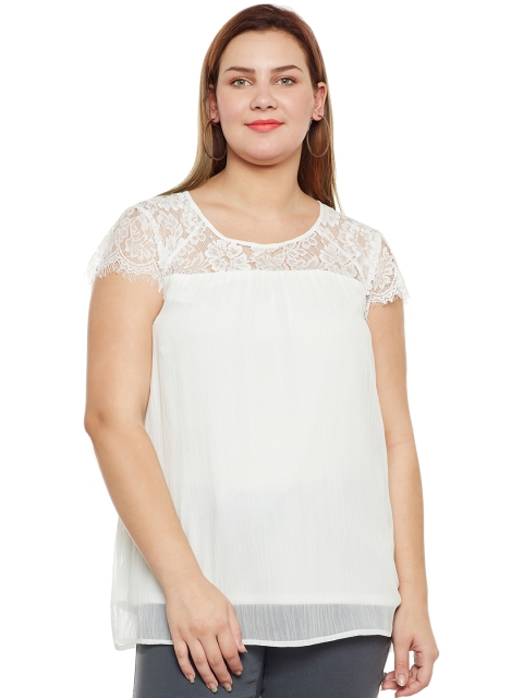 

JUNAROSE Plus Size Women White Solid Top