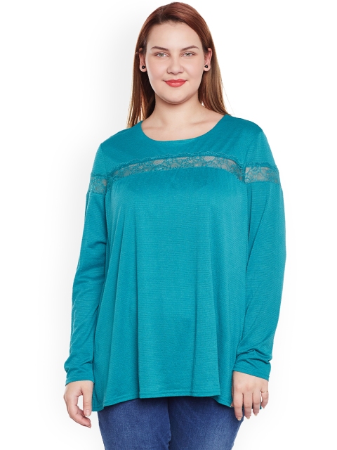 

JUNAROSE Plus Size Women Teal Solid Top