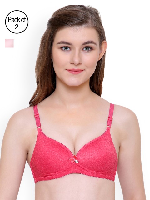 

Friskers Pack of 2 Slim Fit Push Up Bras FO-2039-03-10-38C, Red