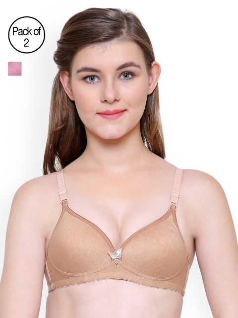 

Friskers Pack of 2 Slim Fit Push Up Bras FO-2039-09-16-38C, Beige
