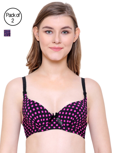 

Friskers Pack of 2 Slim Fit Push Up Bras FO-769-01-05-36C, Black