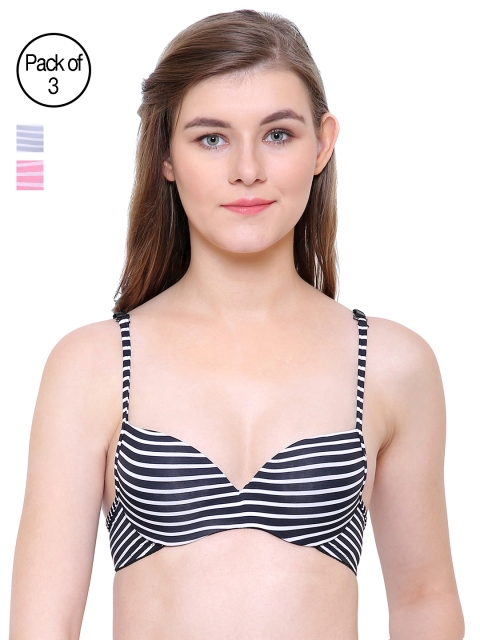 

Friskers Pack Of 3 Push Up Bras FO-1378-01-04-10-36C, Black