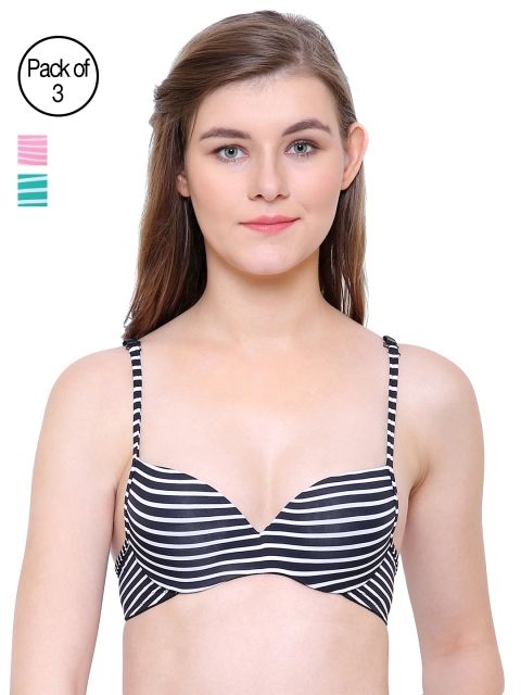 

Friskers Pack Of 3 Push Up Bras FO-1378-01-10-13-36C, Black