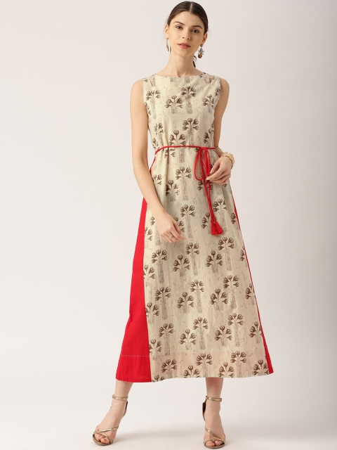 

Jaipur Kurti Women Beige Printed A-Line Dress