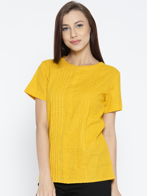 

Jaipur Kurti Women Yellow Solid Top