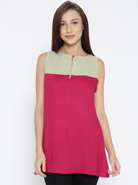 

Jaipur Kurti Women Pink Colourblocked Top