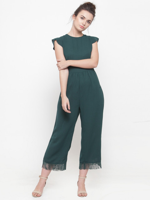 

plusS Teal Green Solid Culotte Jumpsuit