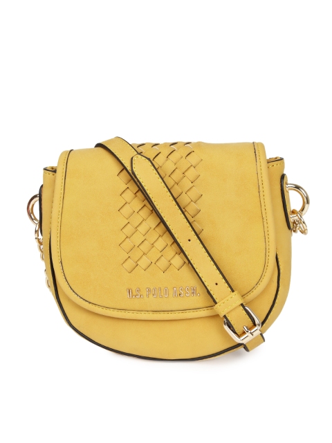 

U.S. Polo Assn. Women Yellow Self Design Sling Bag