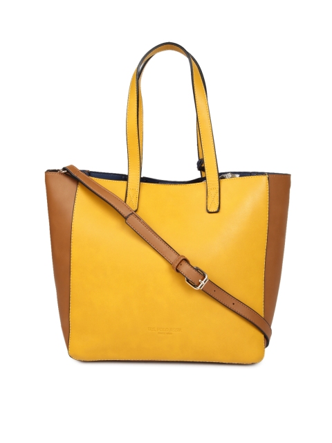 

U.S. Polo Assn. Women Yellow & Brown Colourblocked Shoulder Bag