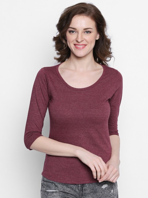 

The Dry State Women Brown Solid Scoop Neck T-shirt
