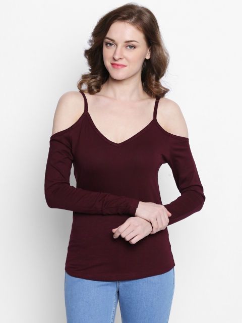 

The Dry State Women Burgundy Solid Top