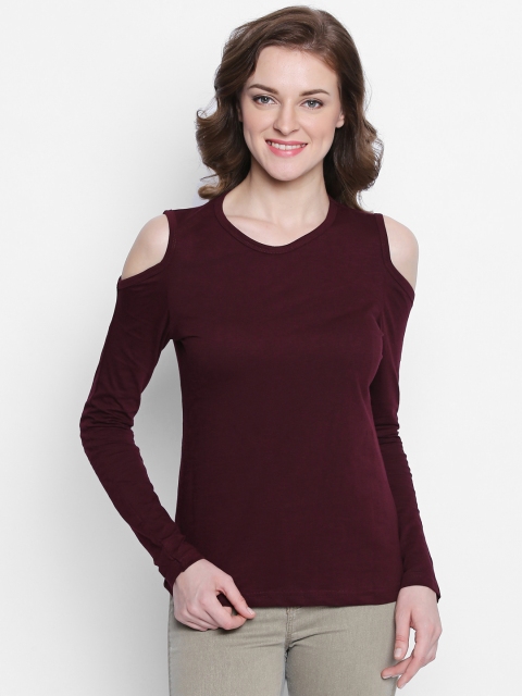 

The Dry State Women Burgundy Solid Top