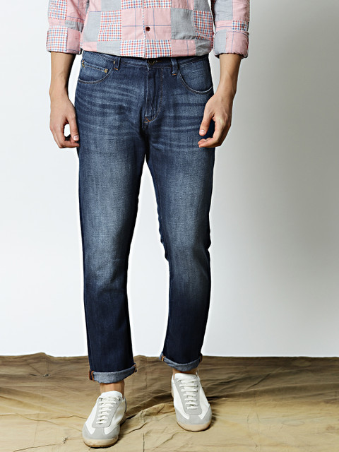 

Mr Bowerbird Men Blue Tailored Regular Fit Mid-Rise Clean Look Jeans