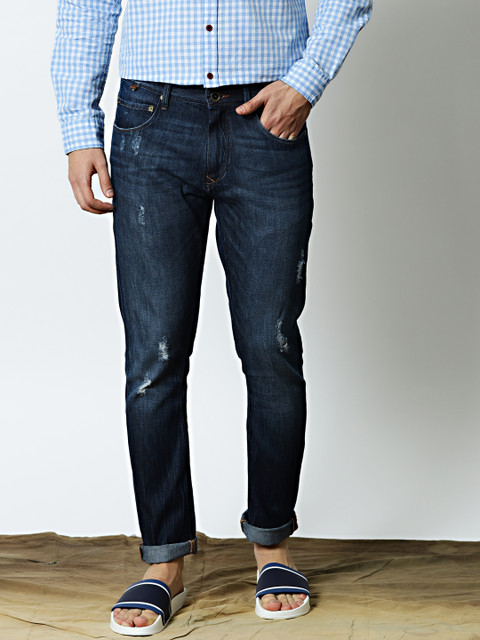 

Mr Bowerbird Men Blue Tailored Regular Fit Mid-Rise Mildly Distressed Jeans