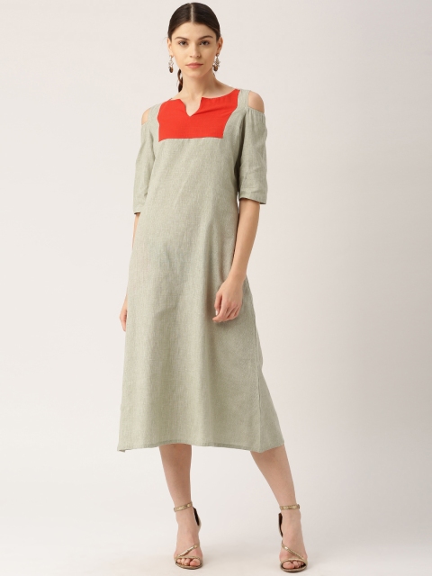 

Jaipur Kurti Women Grey Solid A-Line Dress