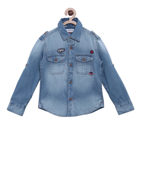 

U.S. Polo Assn. Kids Boys Blue Regular Fit Faded Casual Shirt
