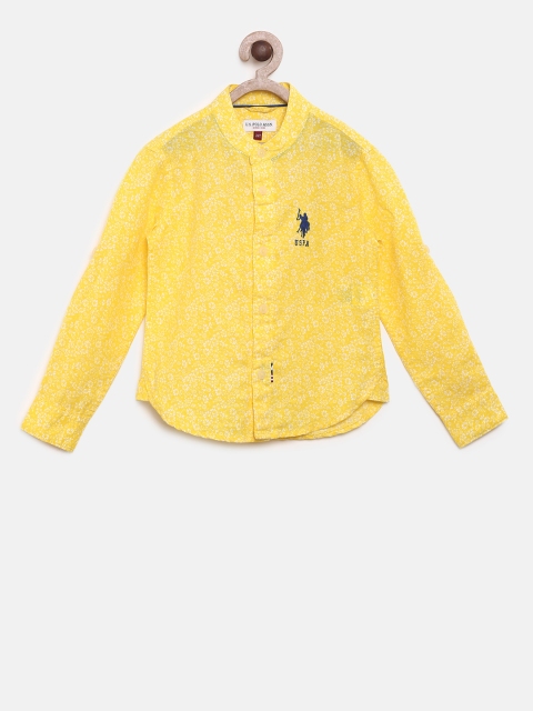 

U.S. Polo Assn. Kids Boys Yellow Regular Fit Printed Casual Shirt