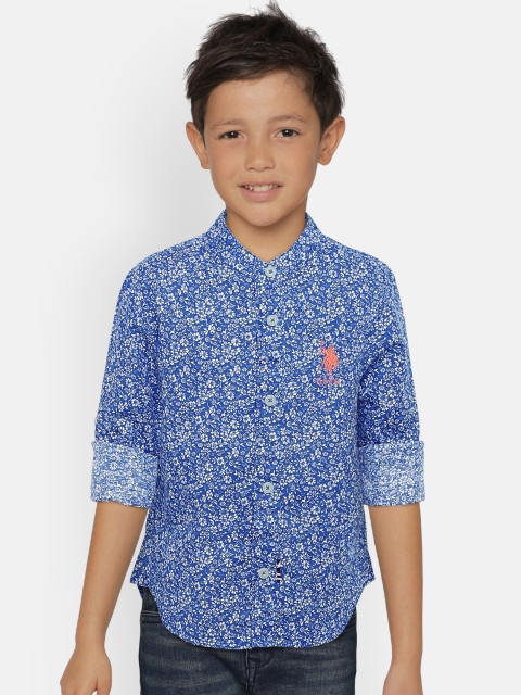 

U.S. Polo Assn. Kids Boys Blue Regular Fit Printed Casual Shirt