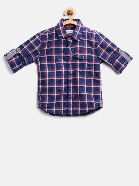 

U.S. Polo Assn. Kids Boys Navy & Red Checked Casual Shirt, Navy blue