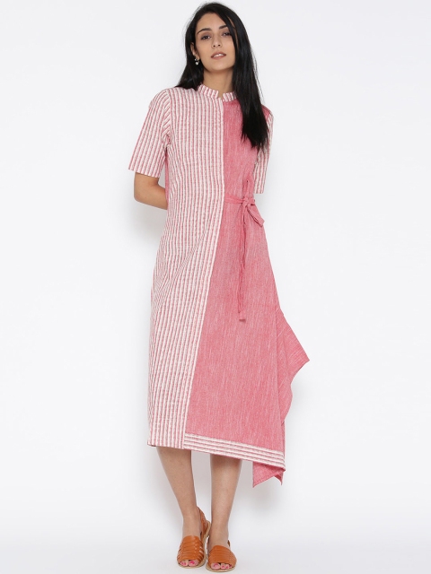 

Jaipur Kurti Women White Striped A-Line Dress